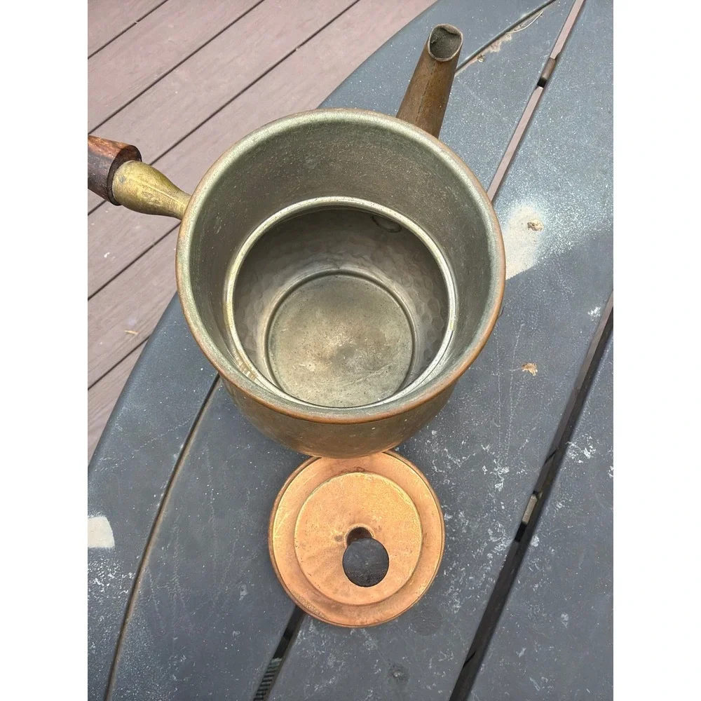 Vintage Hammered Copper Coffee Pot Italy Wood Handle 1972 Barnum Festival Pot